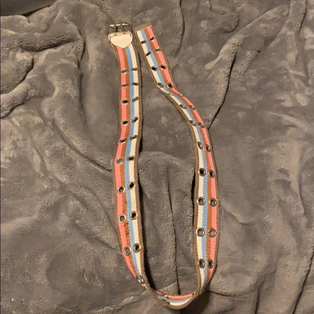 Canvas belt - pink, white, brown, blue